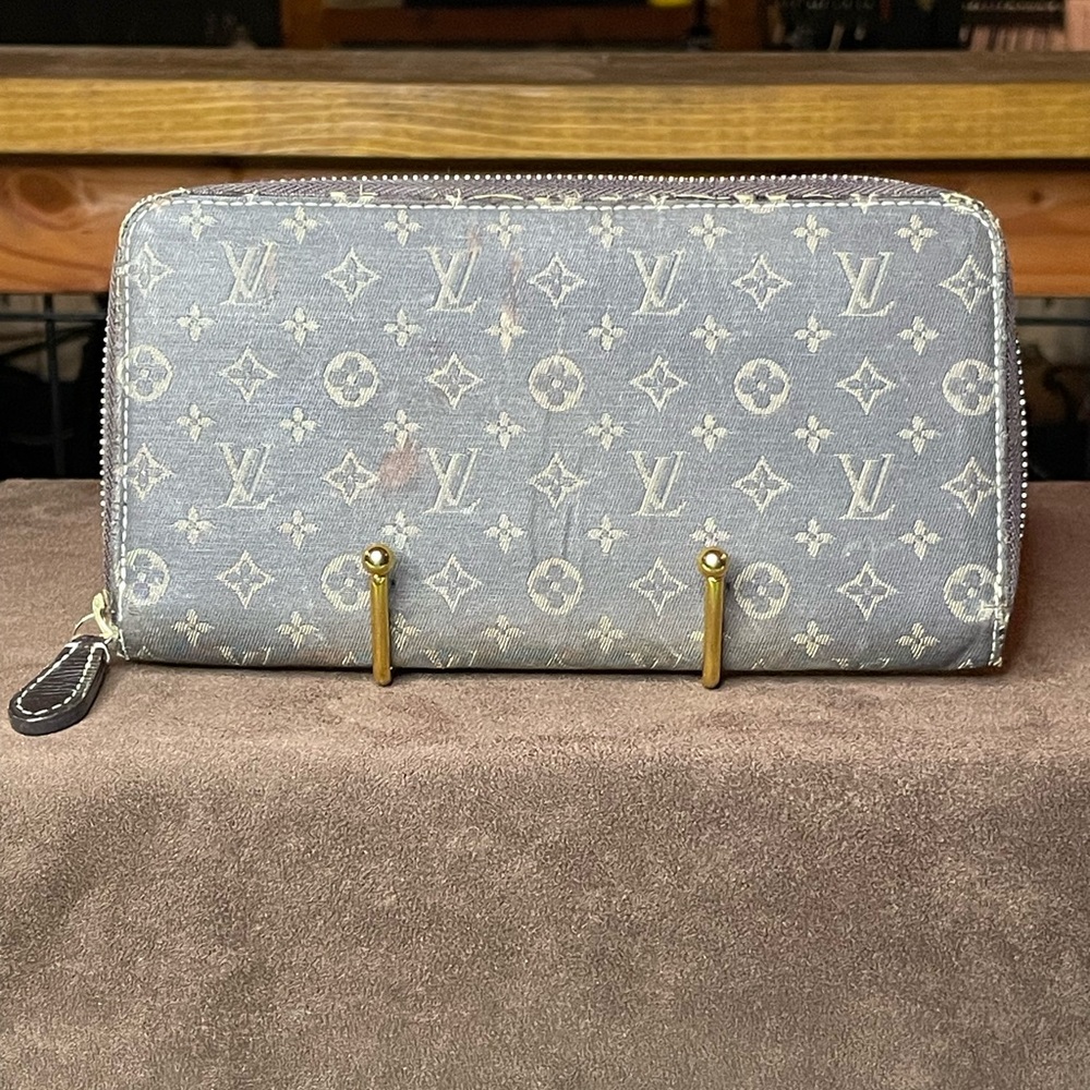 Louis Vuitton brown denim zip around wallet